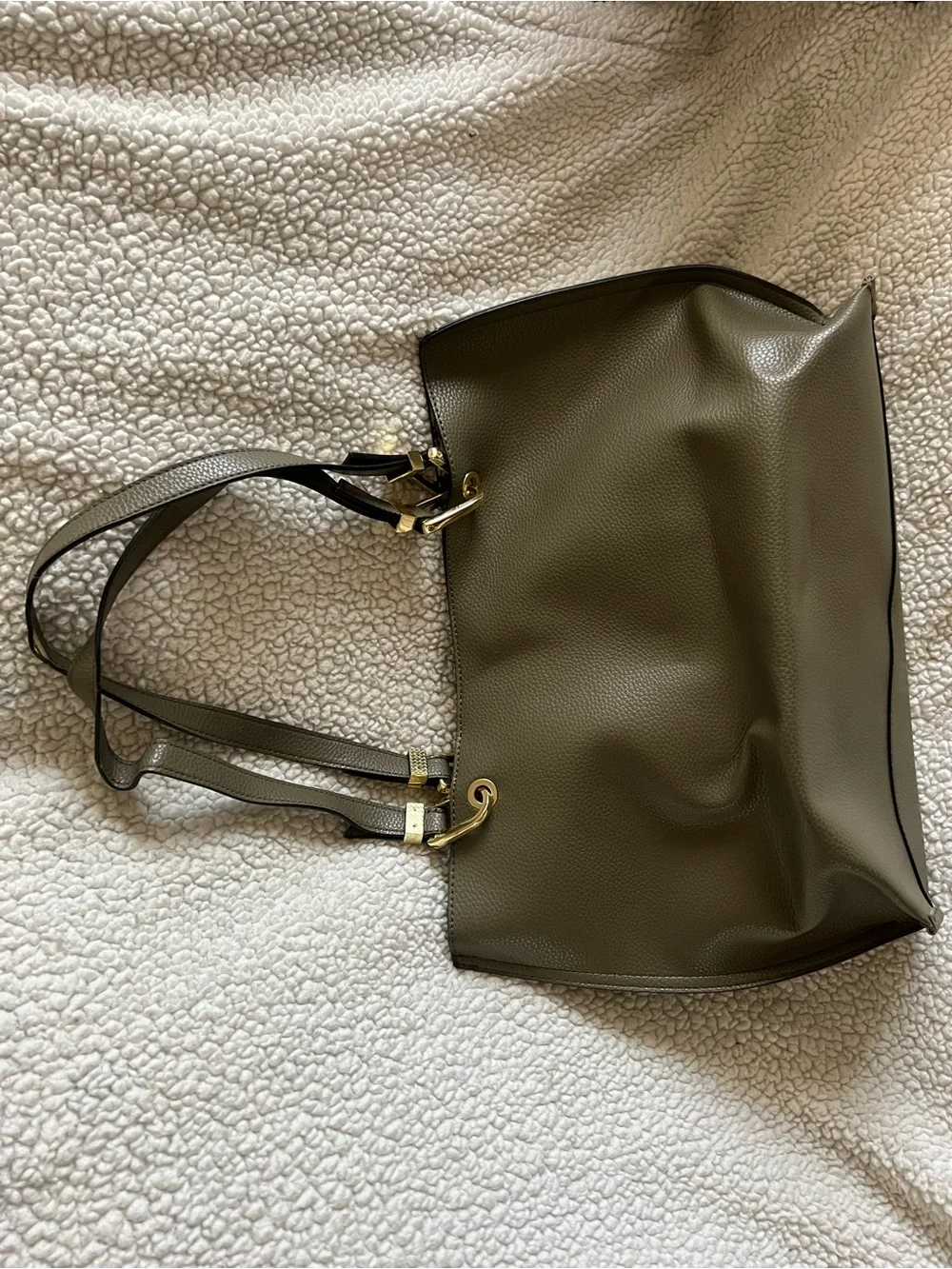 Steve Madden Olive Pebbled Tote with Front Patch Pocket